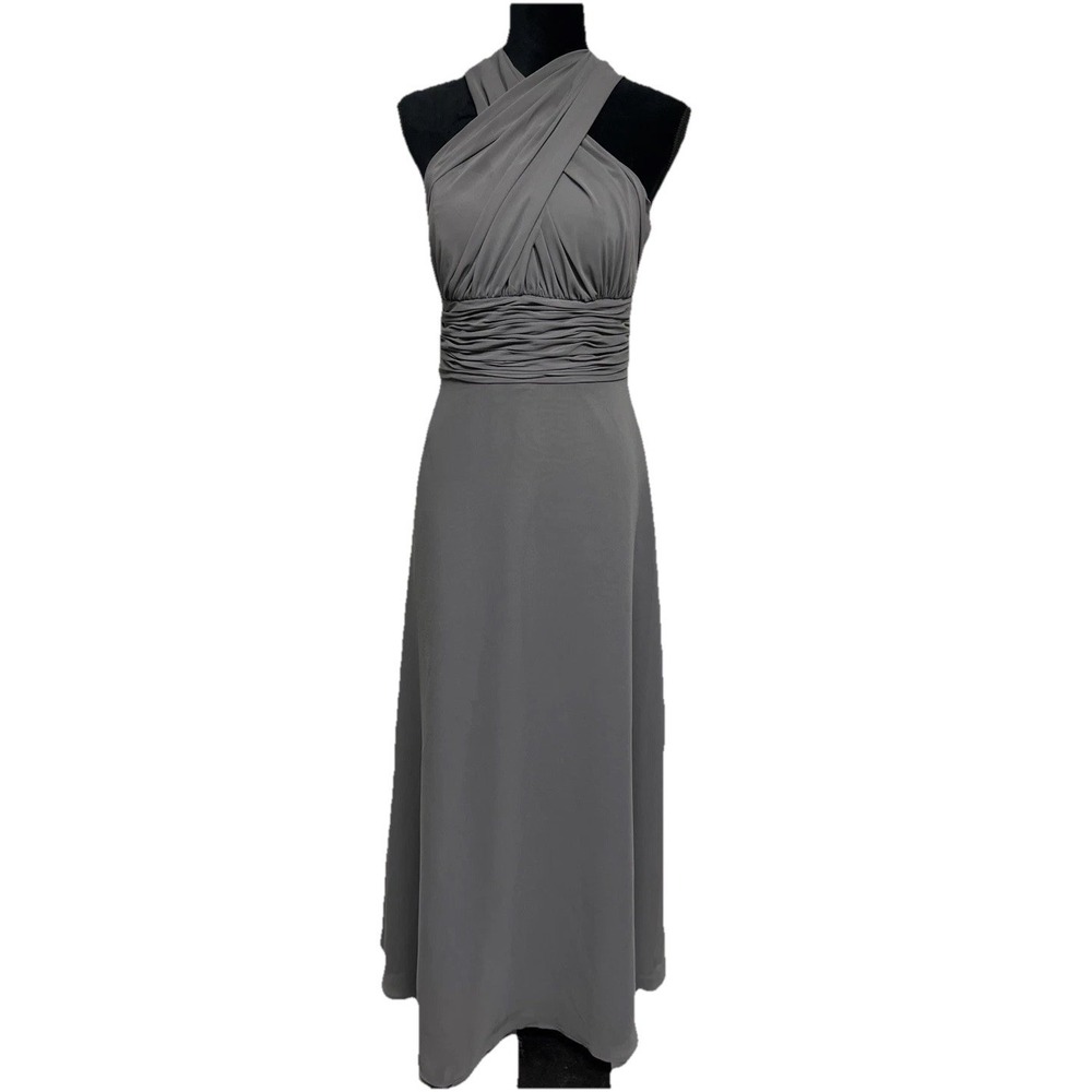 AZAZIE FIFI Steel Grey Gray A-Line Chiffon 10 Convertible Dress Maxi Bridesmaids